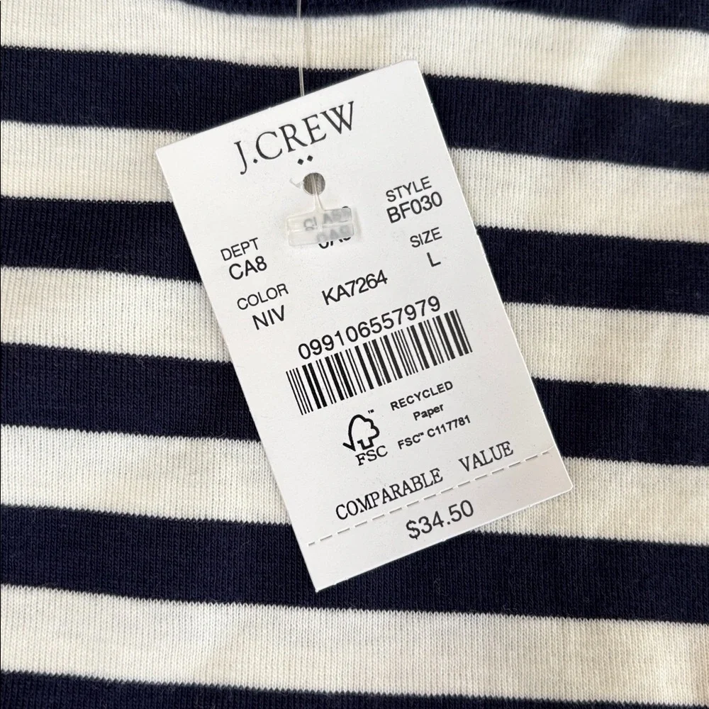 J. Crew Blue White‎ Striped Nautical Cotton Tank Top Women’s Size Large